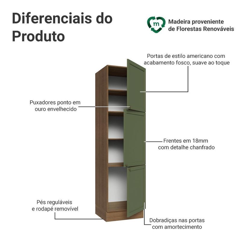 Paneleiro 60 cm 3 portas  vik madesa