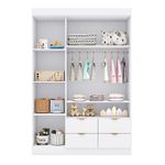 Jogo De Quarto Infantil Ayla Com Guarda Roupa E Berço Branco Acetinado - Phoenix Baby Branco Acetinado