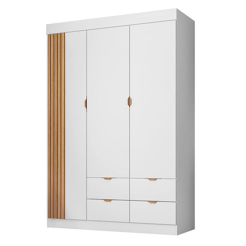 Jogo De Quarto Infantil Ayla Com Guarda Roupa E Berço Branco Acetinado - Phoenix Baby Branco Acetinado