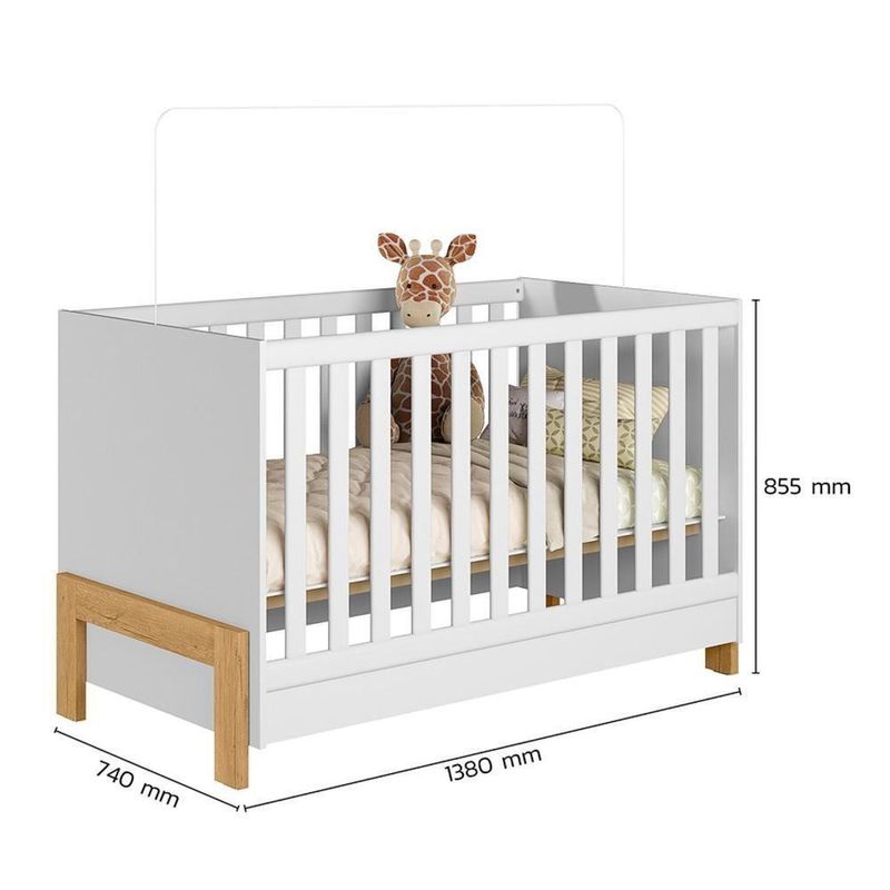 Jogo De Quarto Infantil Ayla Com Guarda Roupa E Berço Branco Acetinado - Phoenix Baby Branco Acetinado