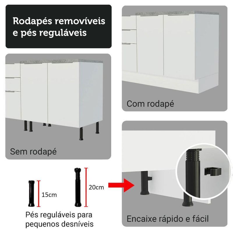 Kit balcão + cristaleira 70cm branco stella madesa 01