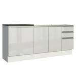 Kit com 2 balcões de cozinha madesa acordes 100% mdf (sem tampo e pia) frentes branco brilho