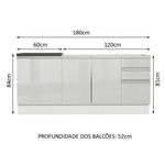 Kit com 2 balcões de cozinha madesa acordes 100% mdf (sem tampo e pia) frentes branco brilho