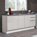 Kit com 2 balcões de cozinha madesa acordes 100% mdf (sem tampo e pia) frentes branco brilho