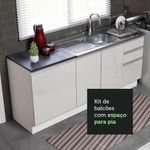 Kit com 2 balcões de cozinha madesa acordes 100% mdf (sem tampo e pia) frentes branco brilho
