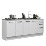 Kit com 2 balcões de cozinha madesa agata 3 gavetas 4 portas (sem tampo e pia) - branco
