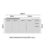 Kit com 2 balcões de cozinha madesa agata 3 gavetas 4 portas (sem tampo e pia) - branco
