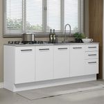 Kit com 2 balcões de cozinha madesa agata 3 gavetas 4 portas (sem tampo e pia) - branco