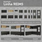 Kit com três balcões de cozinha 2 portas 6 gavetas (com tampo) preto reims madesa
