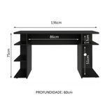 Mesa para computador escrivaninha gamer 9409 madesa - preto