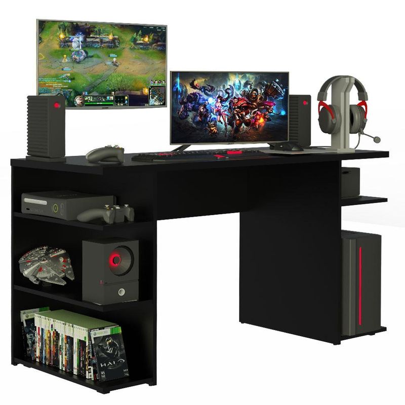Mesa para computador escrivaninha gamer 9409 madesa - preto