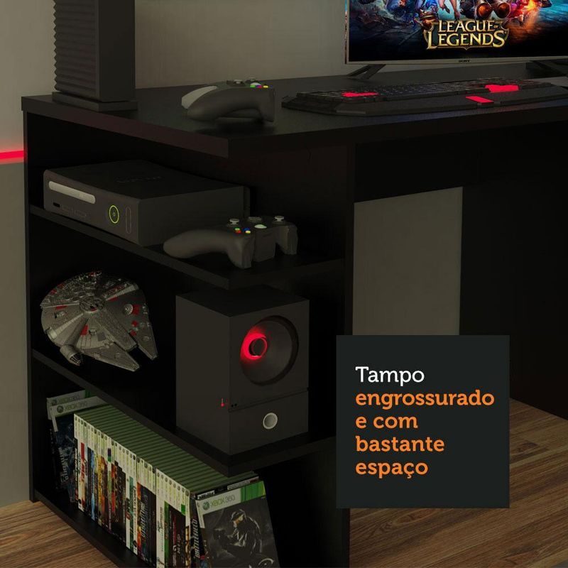 Mesa para computador escrivaninha gamer 9409 madesa - preto