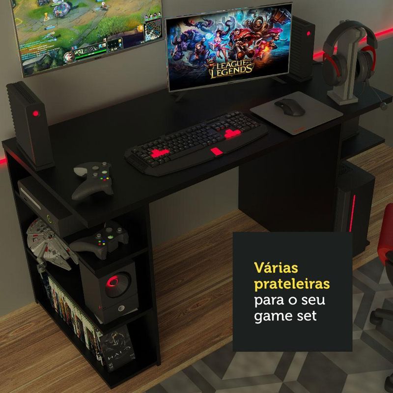 Mesa para computador escrivaninha gamer 9409 madesa - preto