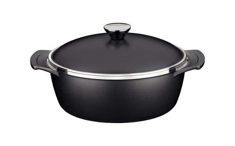 Caçarola tramontina lyon forjado antiaderente preto e tampa 24 cm 3,7 l
