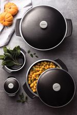 Caçarola tramontina lyon forjado antiaderente preto e tampa 24 cm 3,7 l