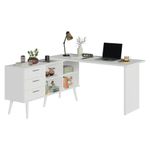 Mesa de estudos em l 3 gavetas branco lisboa madesa
