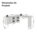 Mesa de estudos em l 3 gavetas branco lisboa madesa