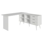 Mesa de estudos em l 3 gavetas branco lisboa madesa