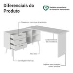 Mesa de estudos em l 3 gavetas branco lisboa madesa