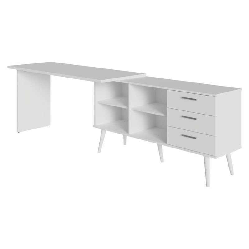 Mesa de estudos em l 3 gavetas branco lisboa madesa