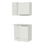 Kit armário de cozinha de canto 100% mdf 2 portas e nicho branco smart madesa