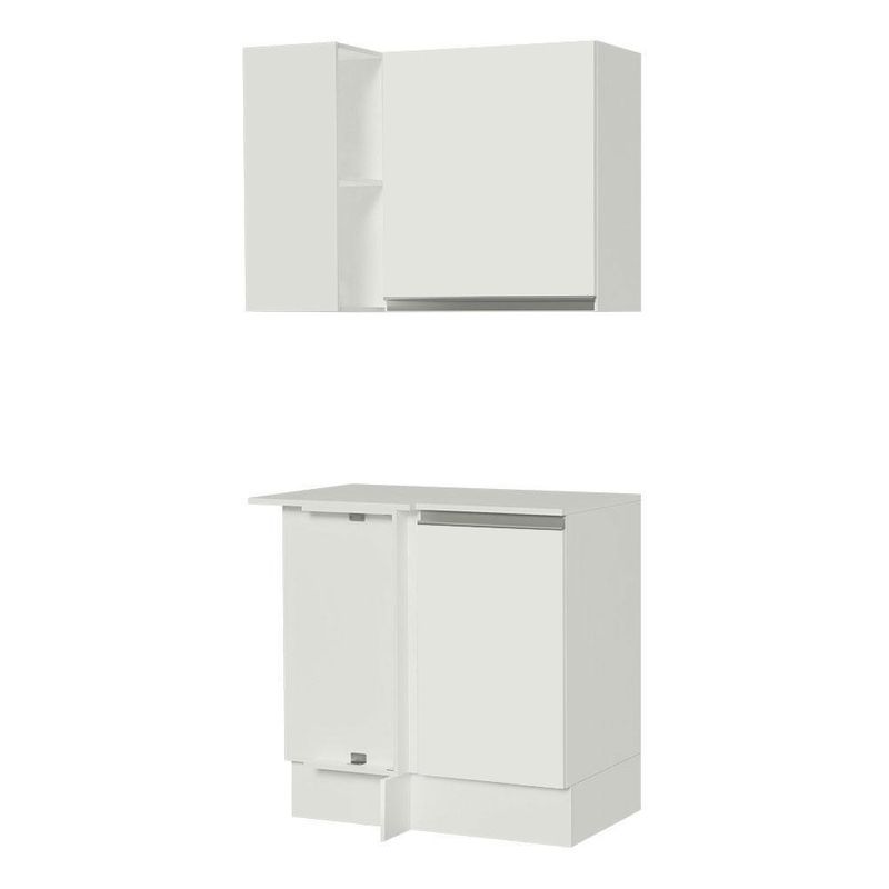 Kit armário de cozinha de canto 100% mdf 2 portas e nicho branco smart madesa