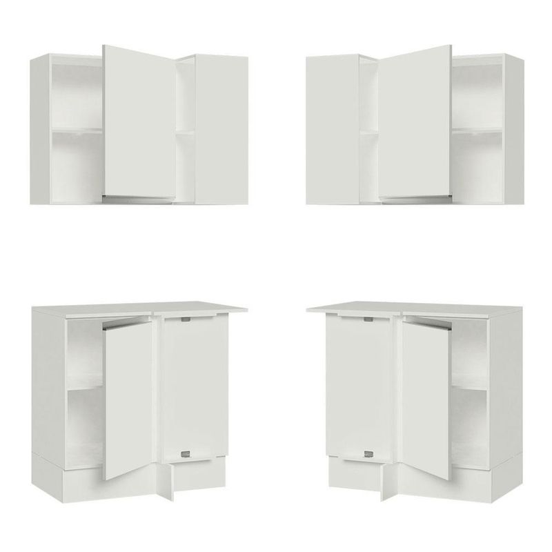 Kit armário de cozinha de canto 100% mdf 2 portas e nicho branco smart madesa