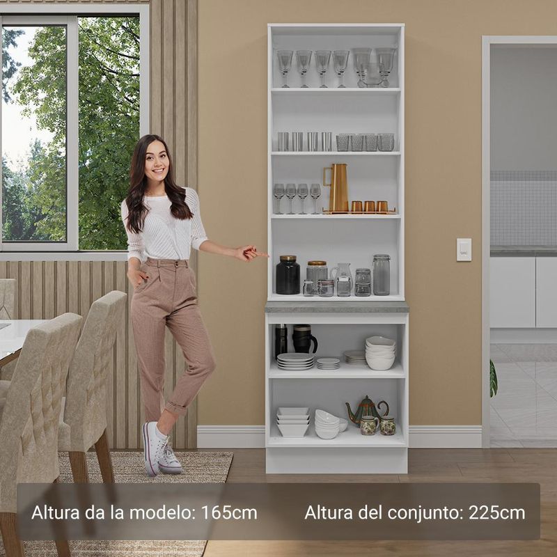 Kit balcão + cristaleira 70cm branco glamy madesa 01