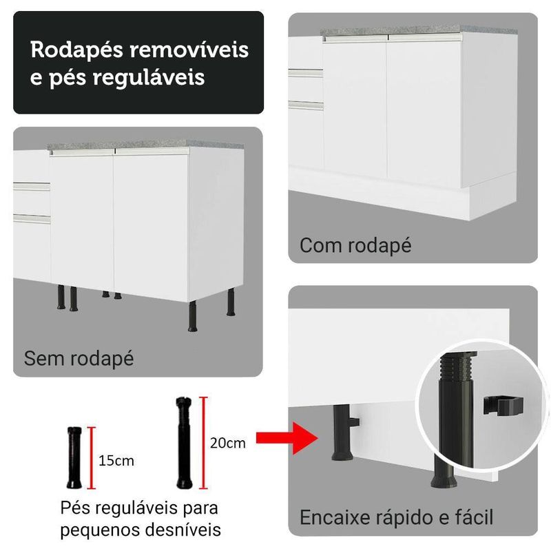 Kit balcão + cristaleira 70cm branco glamy madesa 01