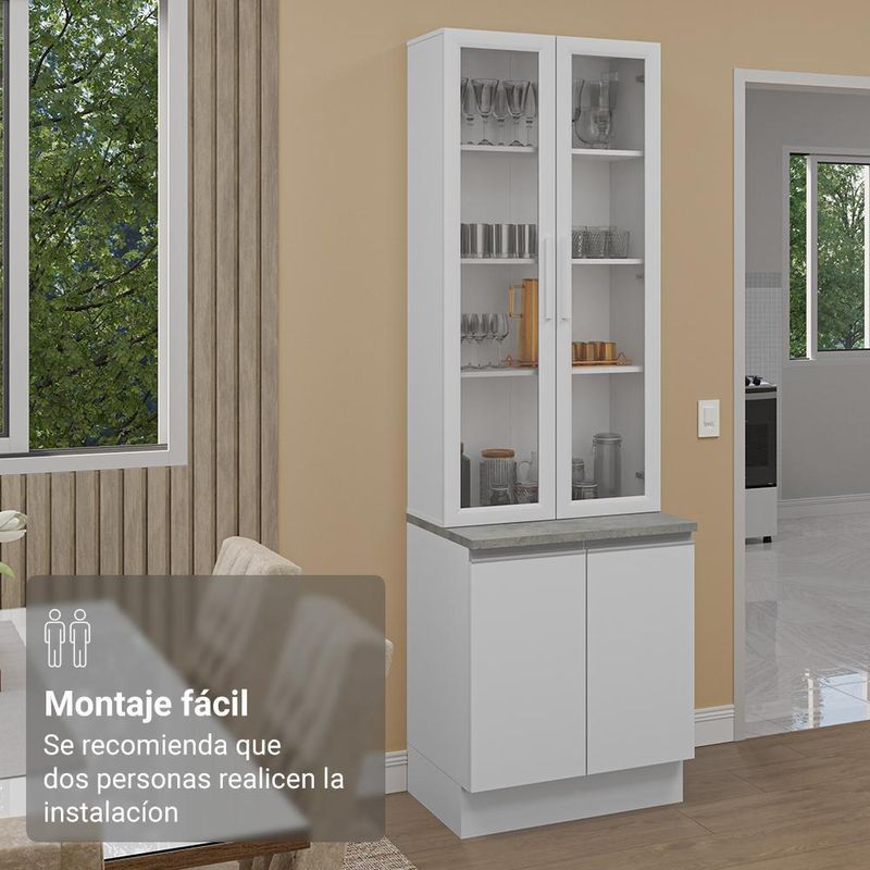 Kit balcão + cristaleira 70cm branco glamy madesa 01