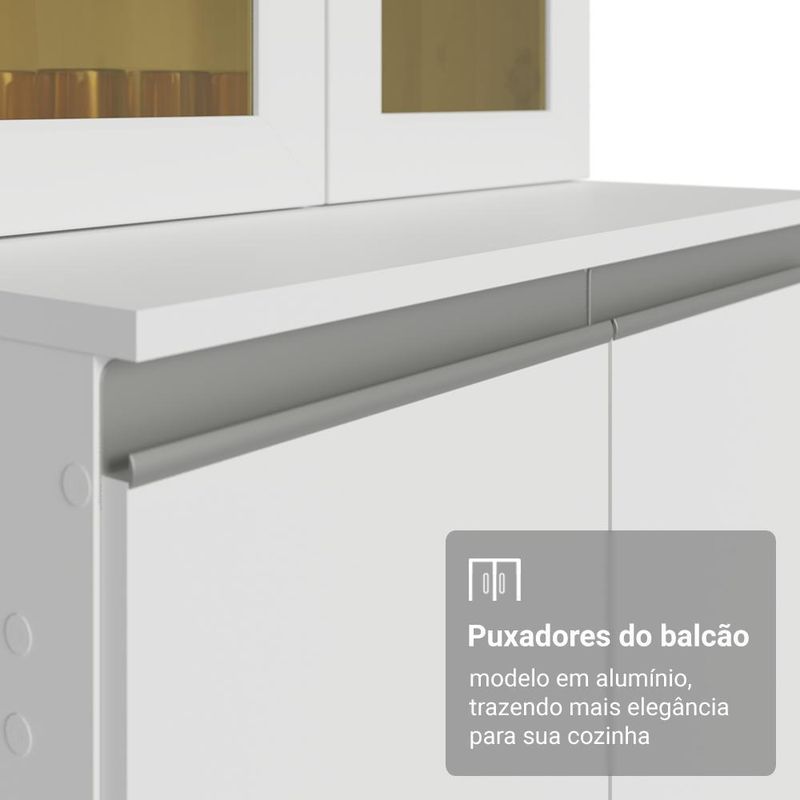 Kit balcão + cristaleira 60 cm branco smart 100% mdf madesa