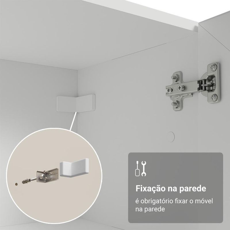 Kit balcão + cristaleira 60 cm branco smart 100% mdf madesa