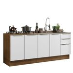 Kit com 2 balcões de cozinha madesa lux 4 portas 3 gavetas (sem tampo e pia) rustic/branco veludo