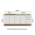 Kit com 2 balcões de cozinha madesa lux 4 portas 3 gavetas (sem tampo e pia) rustic/branco veludo