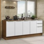 Kit com 2 balcões de cozinha madesa lux 4 portas 3 gavetas (sem tampo e pia) rustic/branco veludo