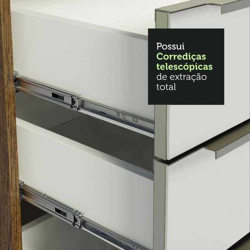 Kit com 2 balcões de cozinha madesa lux 4 portas 3 gavetas (sem tampo e pia) rustic/branco veludo