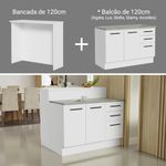 Ilha de cozinha com bancada e balcão 120 cm branco agata madesa