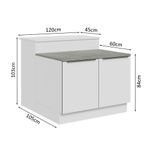 Ilha de cozinha com bancada e balcão 120 cm branco lux madesa