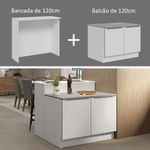 Ilha de cozinha com bancada e balcão 120 cm branco lux madesa