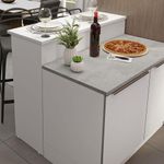Ilha de cozinha com bancada e balcão 120 cm branco lux madesa