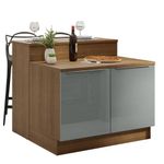 Ilha de cozinha com bancada e balcão 120 cm lux madesa
