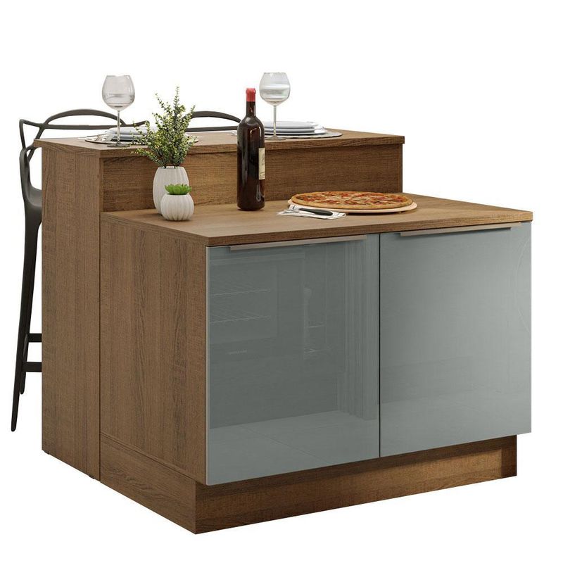Ilha de cozinha com bancada e balcão 120 cm lux madesa