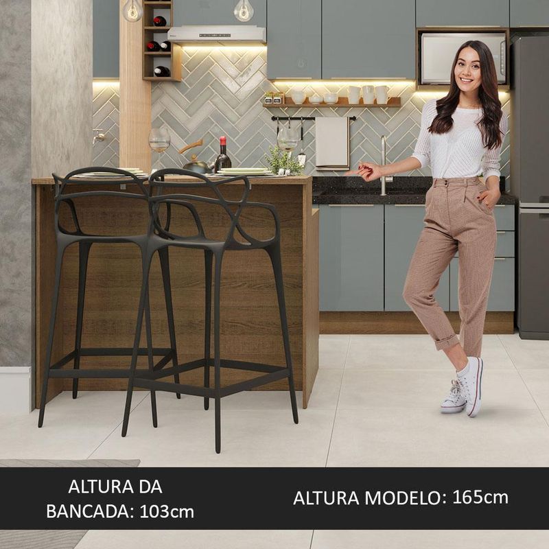 Ilha de cozinha com bancada e balcão 120 cm lux madesa