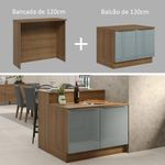 Ilha de cozinha com bancada e balcão 120 cm lux madesa