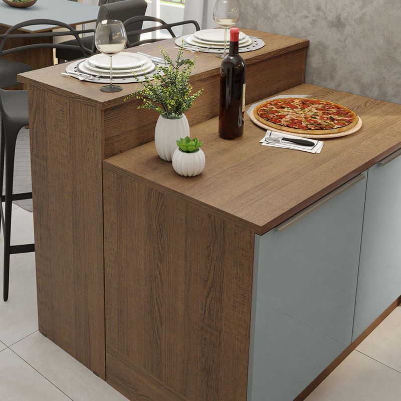 Ilha de cozinha com bancada e balcão 120 cm lux madesa