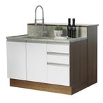 Ilha de cozinha com bancada e balcão 120 cm glamy madesa