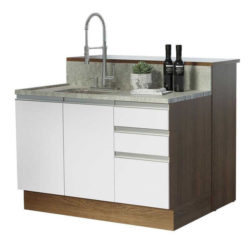Ilha de cozinha com bancada e balcão 120 cm glamy madesa