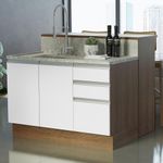Ilha de cozinha com bancada e balcão 120 cm glamy madesa