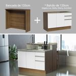 Ilha de cozinha com bancada e balcão 120 cm glamy madesa