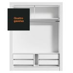 Guarda-roupa solteiro madesa dallas plus 2 portas de correr de espelho 4 gavetas